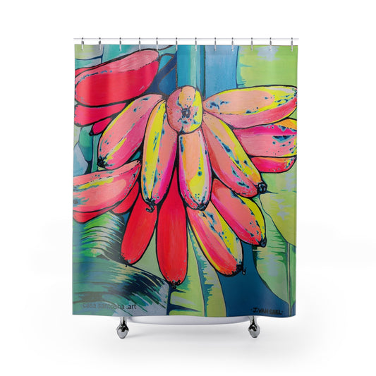 Neon Primitivo Bananas Pop Art Shower Curtain
