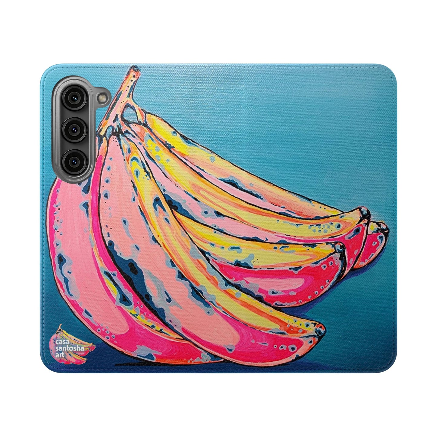 Neon Bananas Flip Phone Case – Wallet Cover with Card Slots