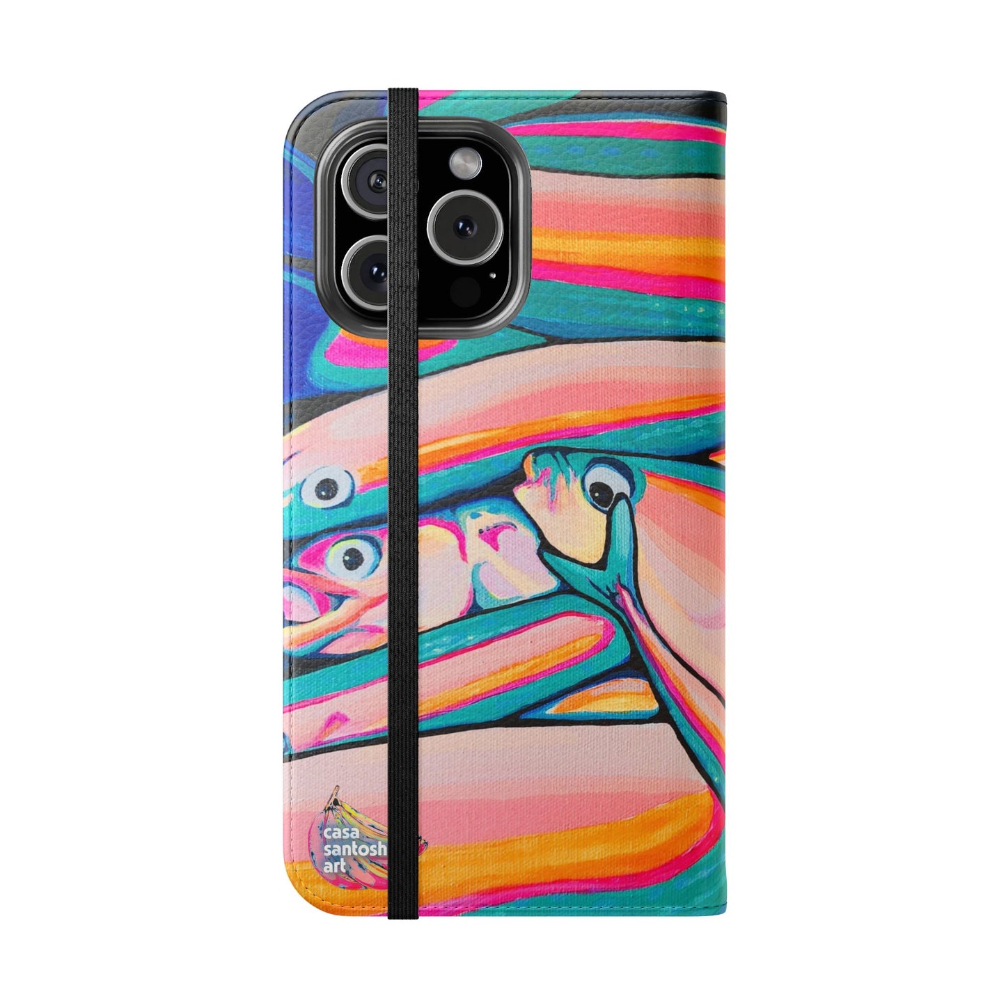 Neon Fish Flip Phone Case – Wallet Cover with Card Slots