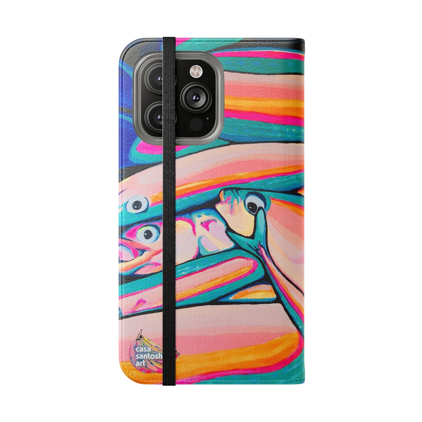 Neon Fish Flip Phone Case – Wallet Cover with Card Slots