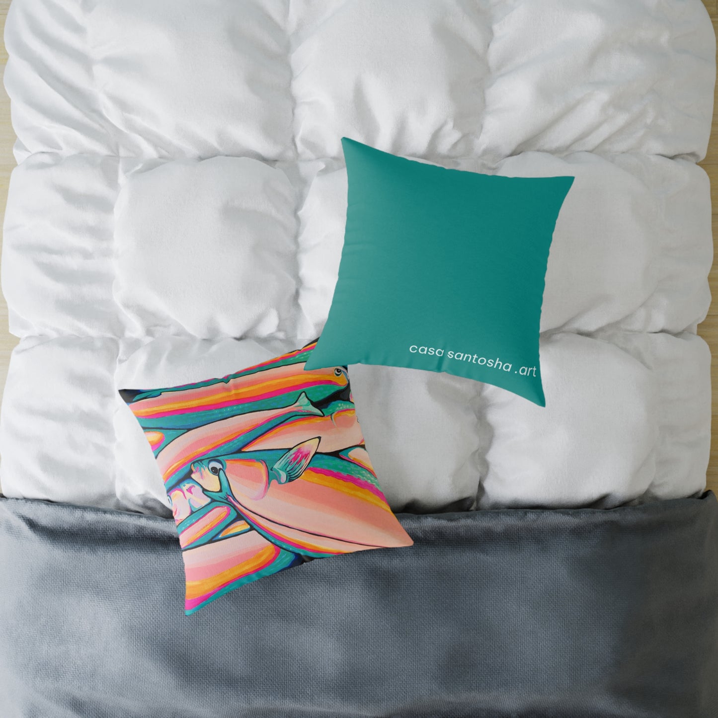 Neon Fish Art Canvas Decorative Pillow
