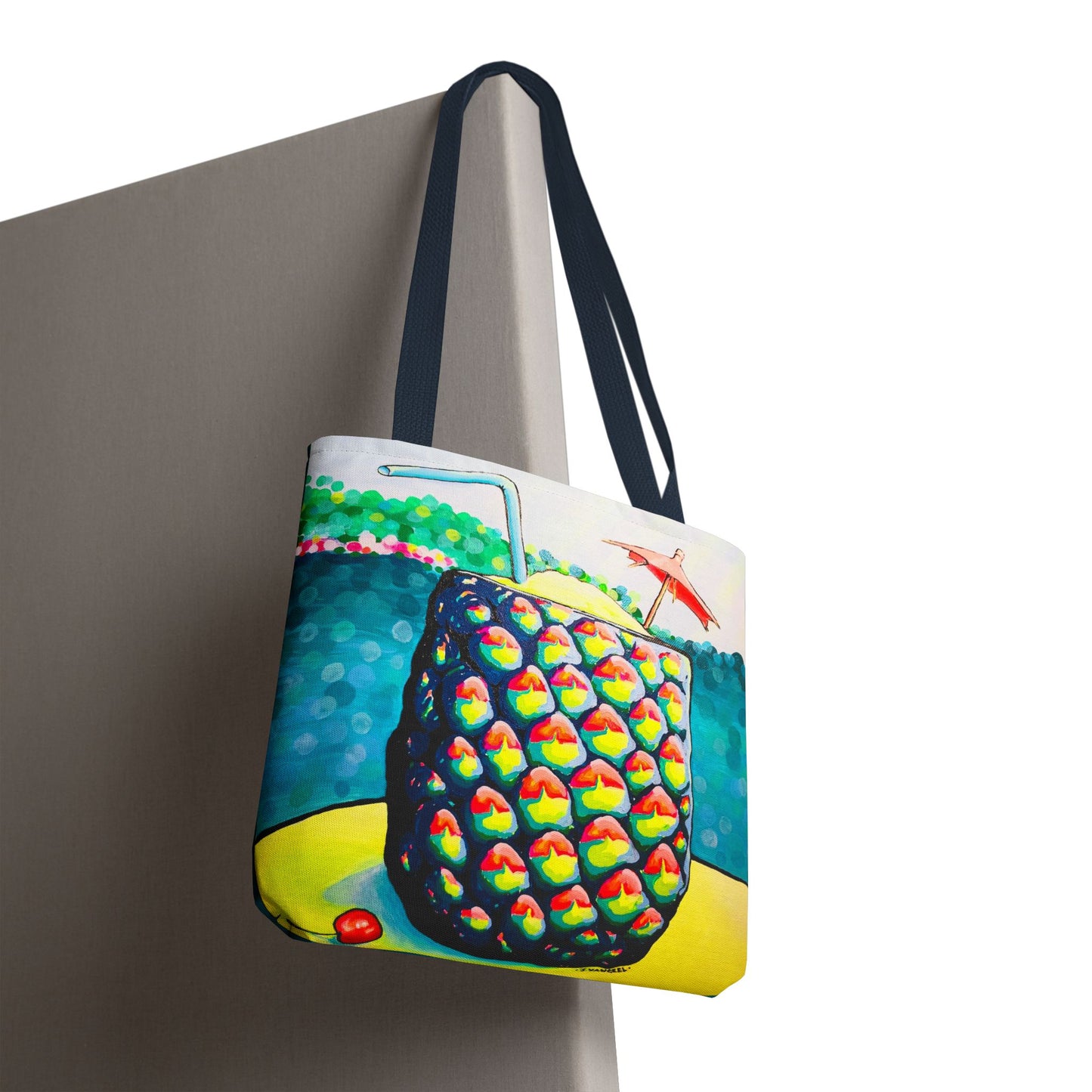 Premium Neon Piña Colada Tote Bag, Original Artist Design, Reusable Shopping Tote,  Eco-Friendly