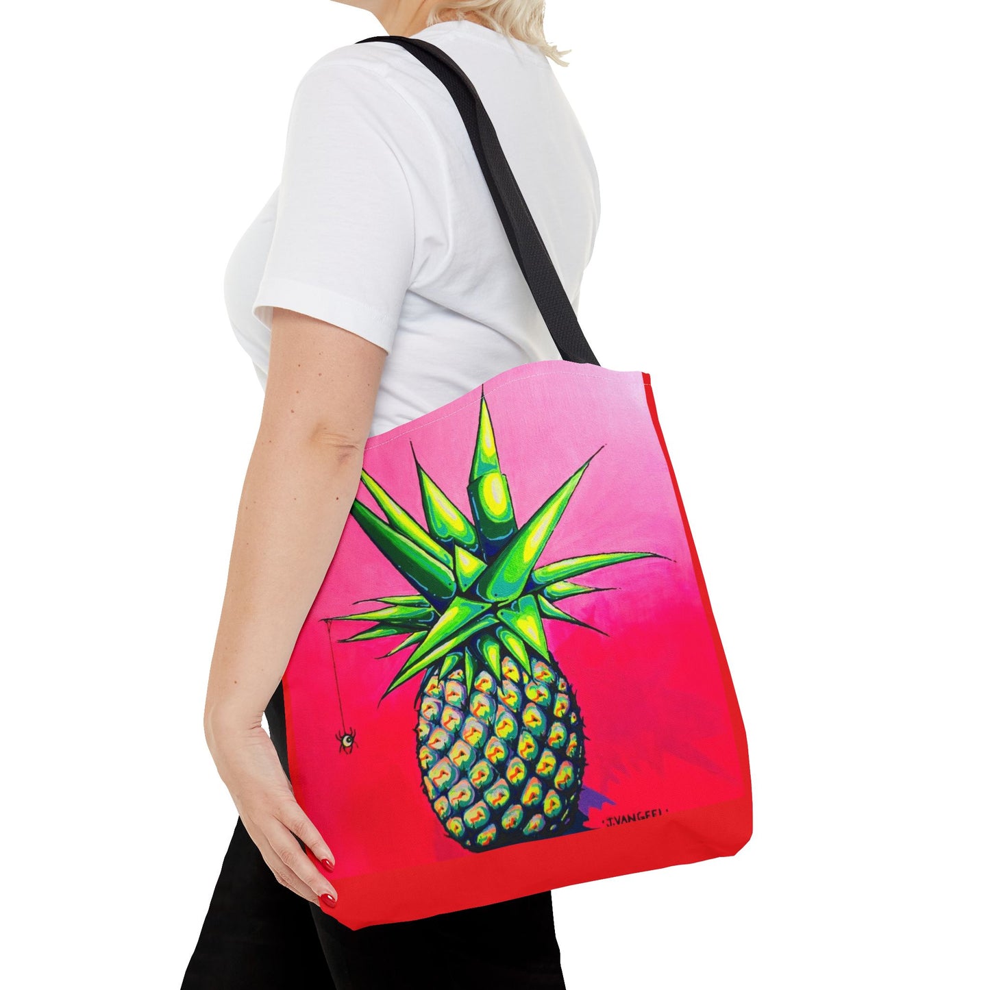 Premium Neon Pineapple Tote Bag, Original Artist Design, Reusable Shopping Tote, Eco-Friendly
