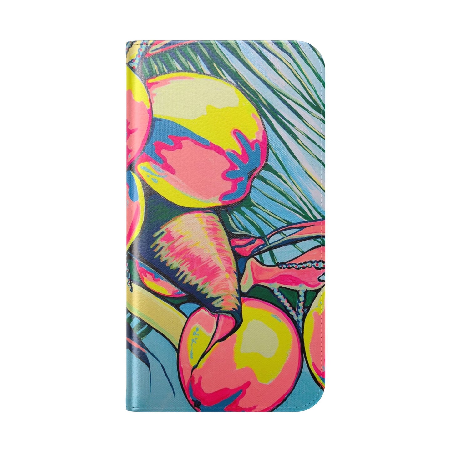 Neon Coconuts Flip Phone Case – Wallet Cover with Card Slots