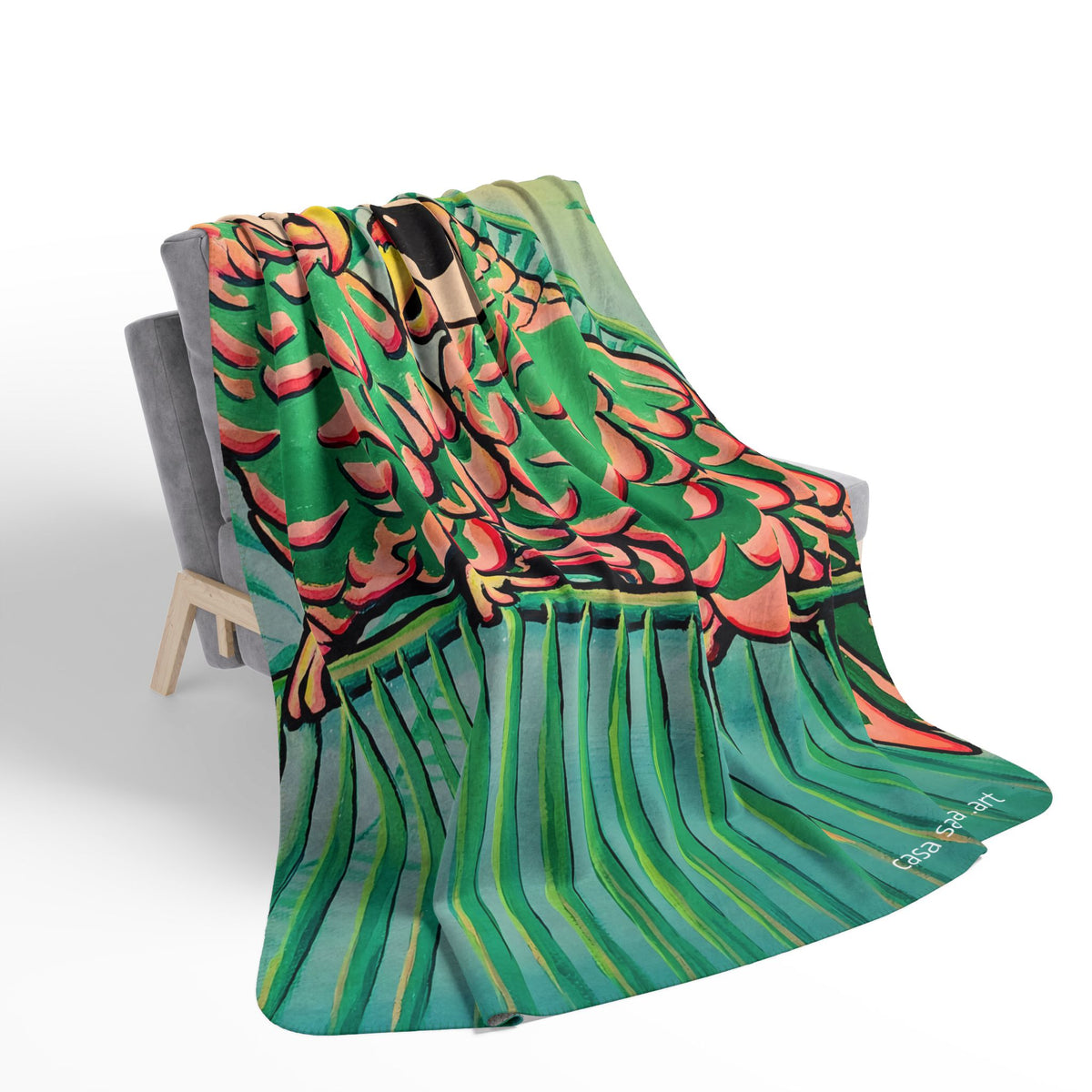 Chatty Cyclops Parrots Fleece Sherpa Blanket