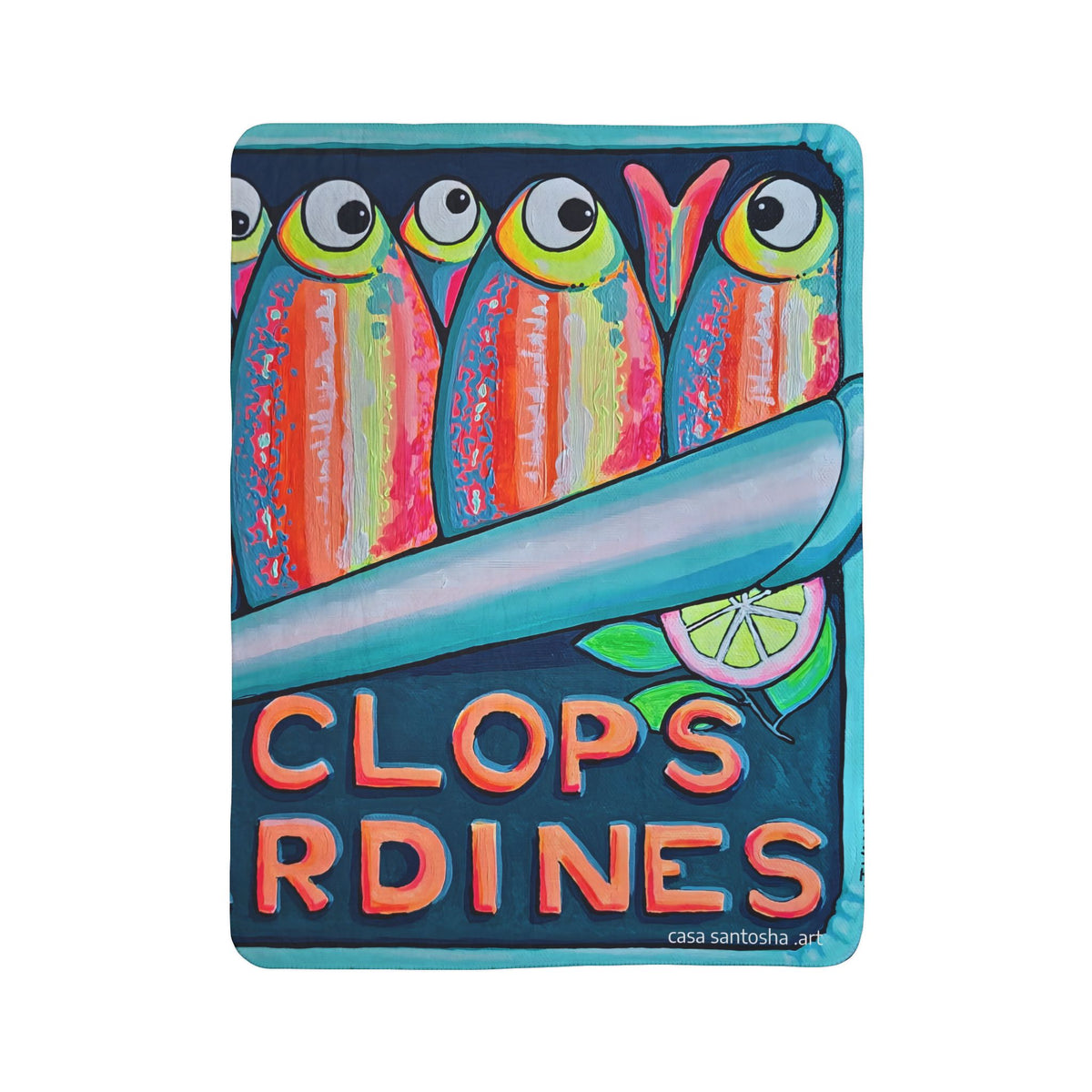 Neon Sardines Fleece Sherpa Blanket