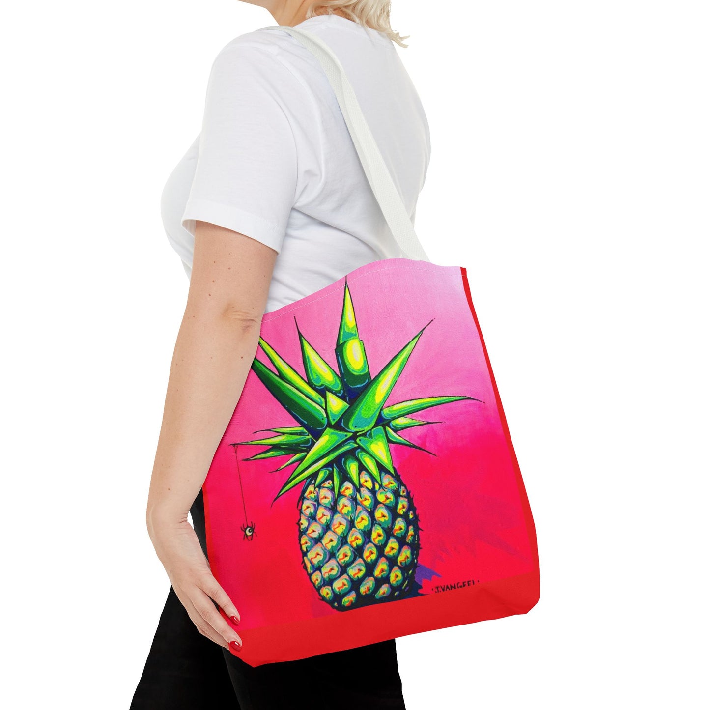 Premium Neon Pineapple Tote Bag, Original Artist Design, Reusable Shopping Tote, Eco-Friendly