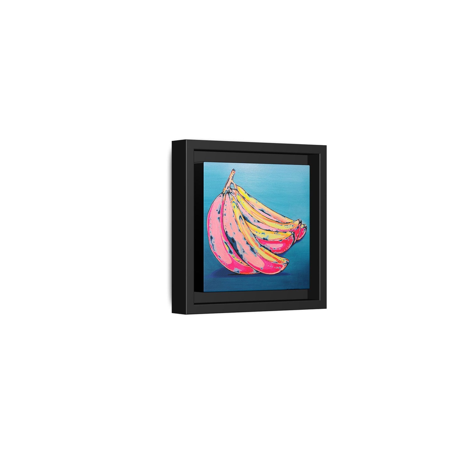 Framed Neon Bananas Canvas Print
