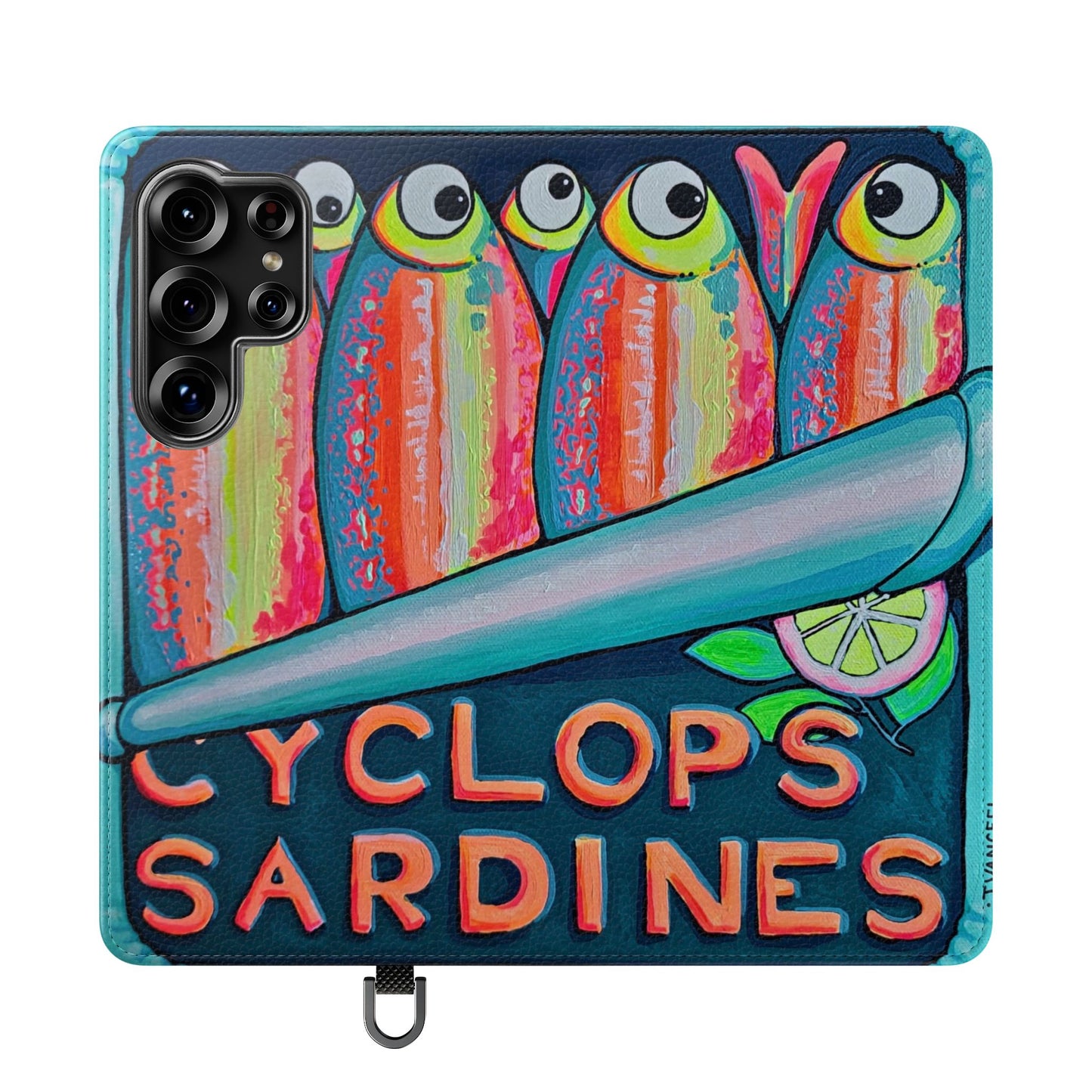 Neon Sardines Flip Phone Case – Wallet Cover with Card Slots