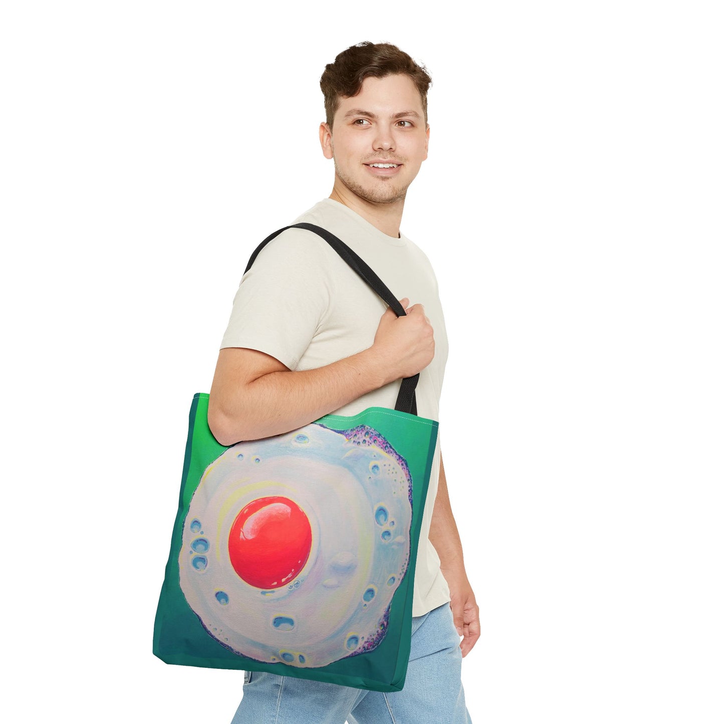Premium Neon Fried Egg Tote Bag, Original Artist Design, Reusable Shopping Tote,  Eco-Friendly