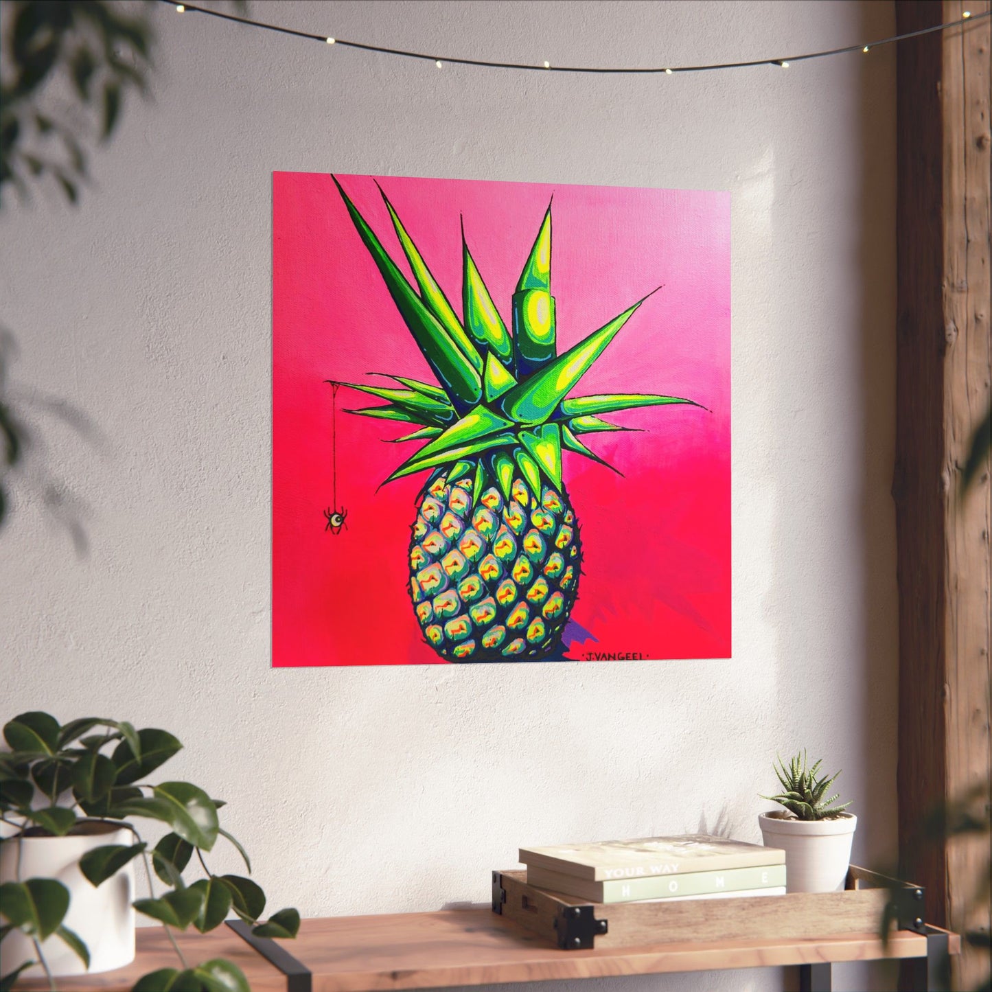 Neon Pineapple Giclée Art Poster