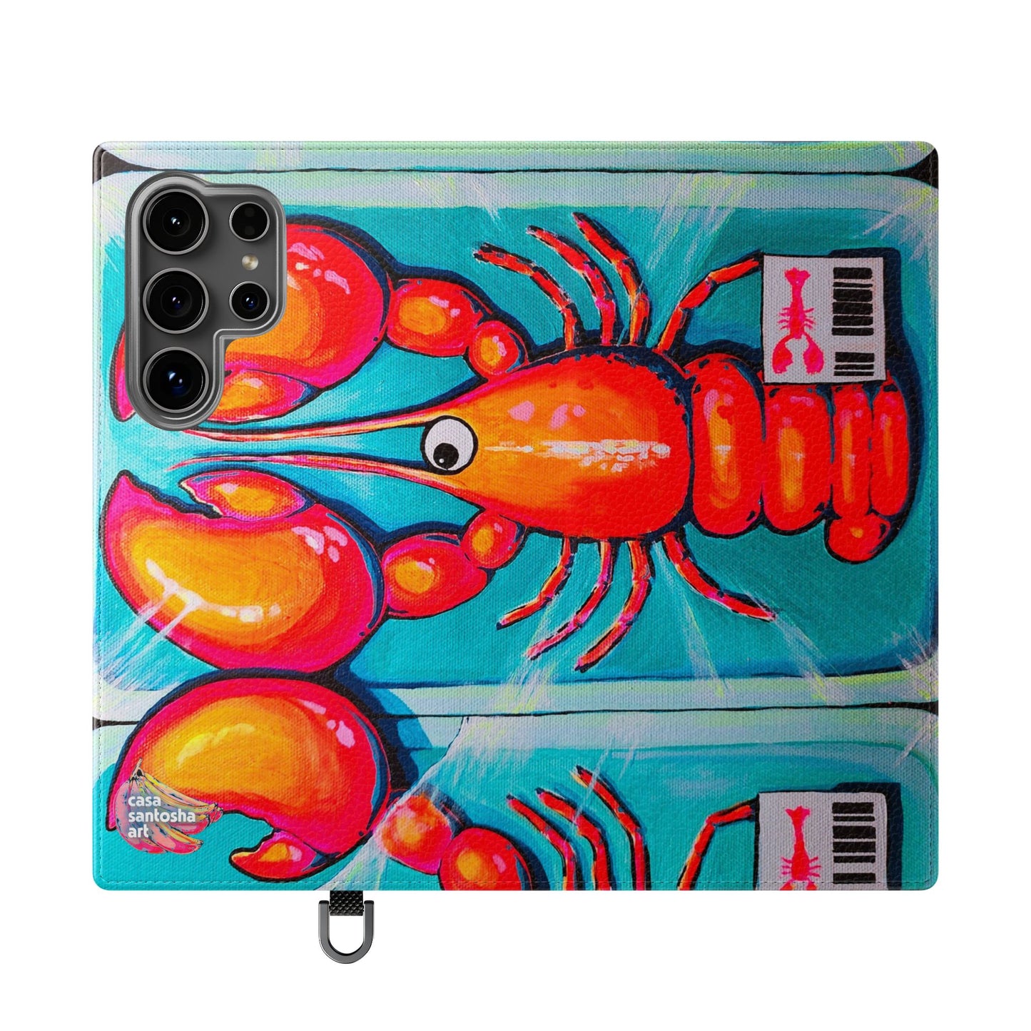 Neon Lobster Flip Phone Case – Wallet Cover with Card Slots