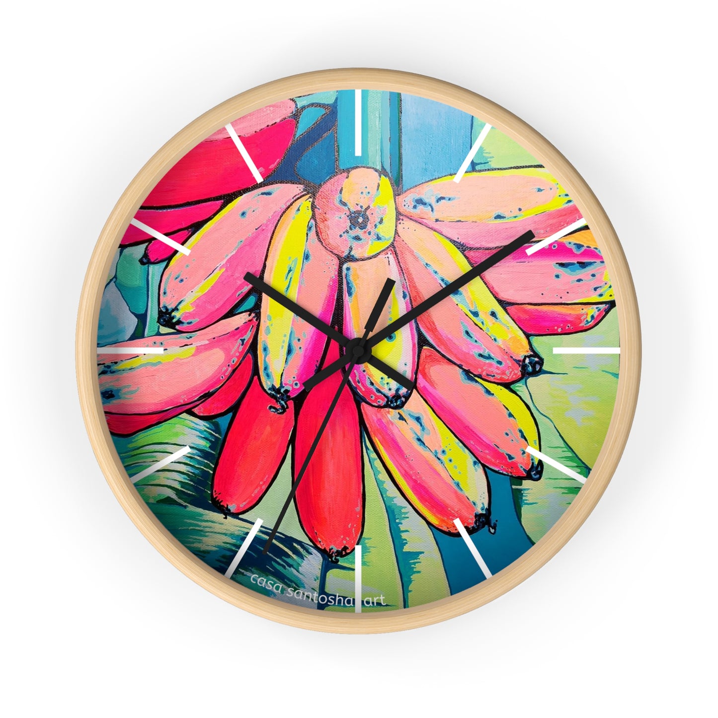 Neon Primitivo Bananas Pop Art Wall Clock