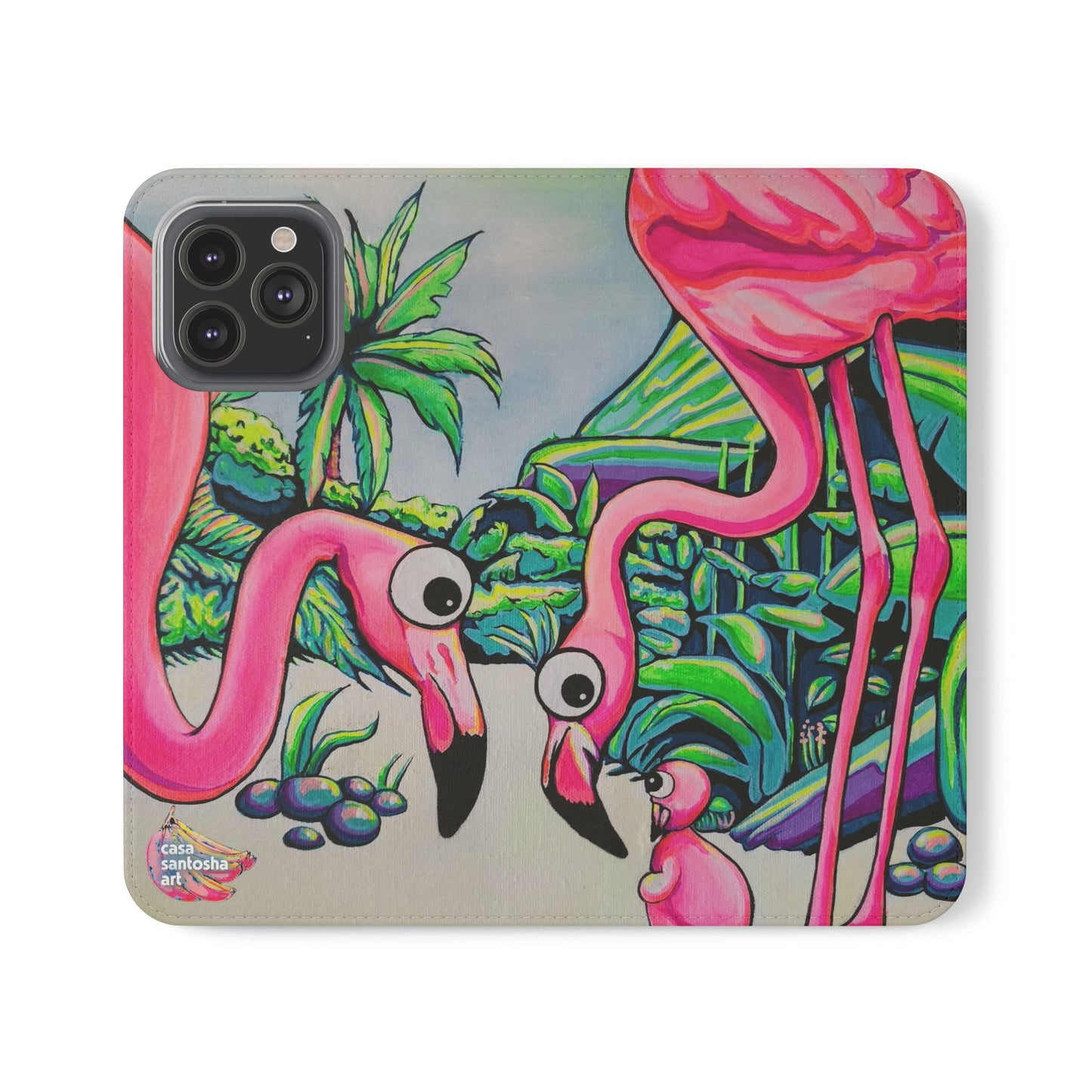 Cyclops Flamingo Family Flip Phone Case – Wallet Cover with Card Slots