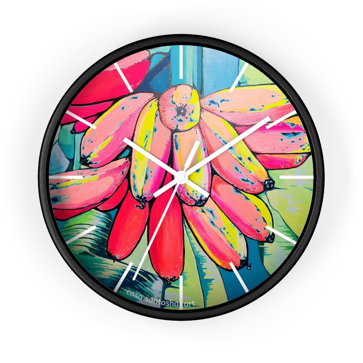 Neon Primitivo Bananas Pop Art Wall Clock
