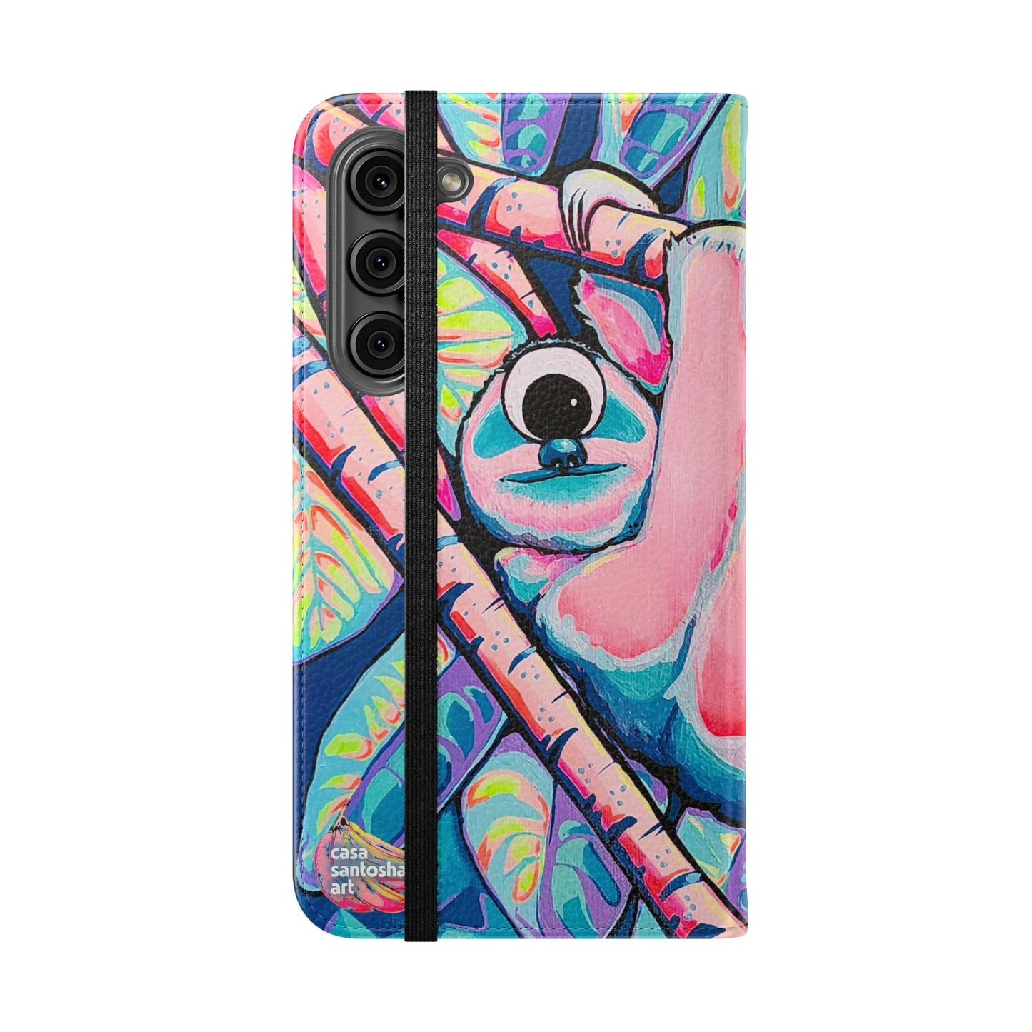 Cyclops Sloth Flip Phone Case – Wallet Cover with Card Slots