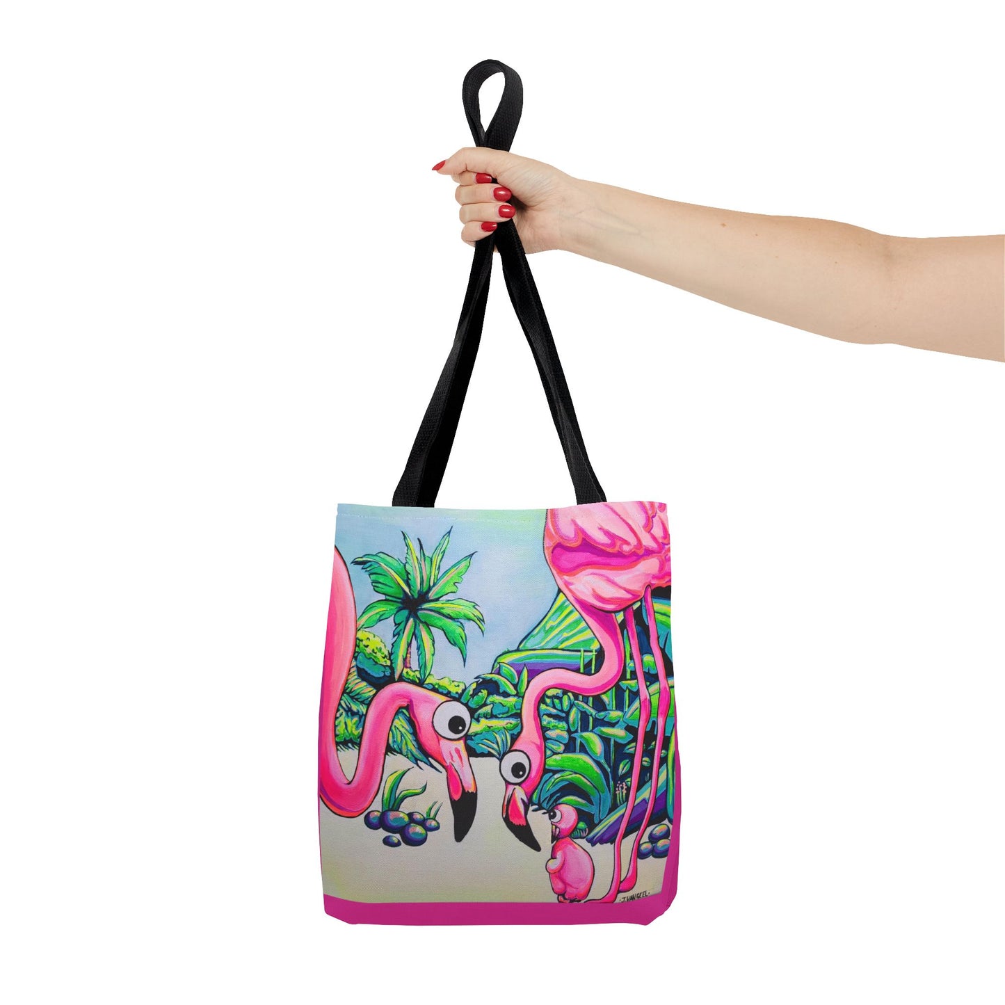 Premium Cyclops Flamingo Family Tote Bag, Original Artist Design, Reusable Shopping Tote,  Eco-Friendly
