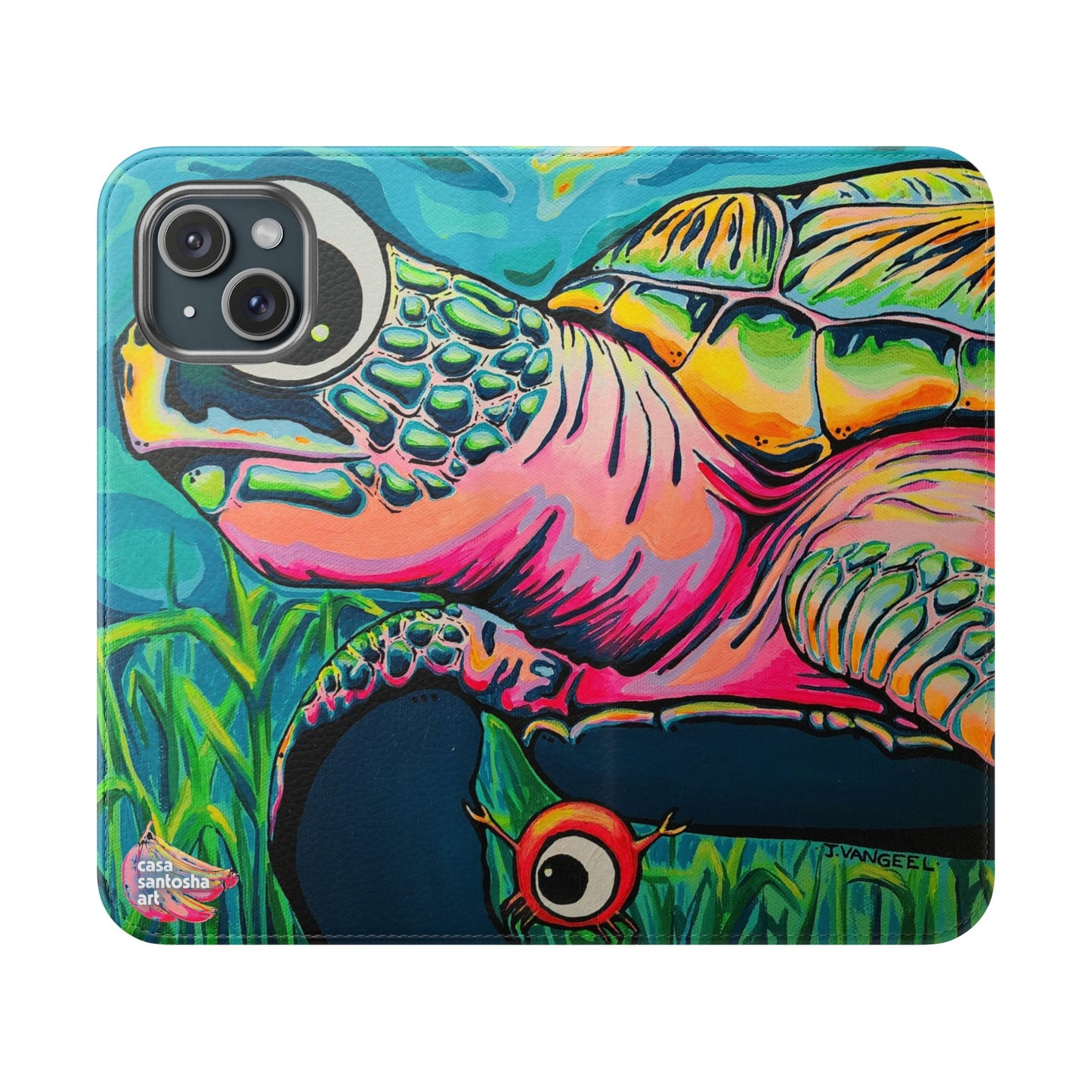 Cyclops Turtle Flip Phone Case – Wallet Cover with Card Slots