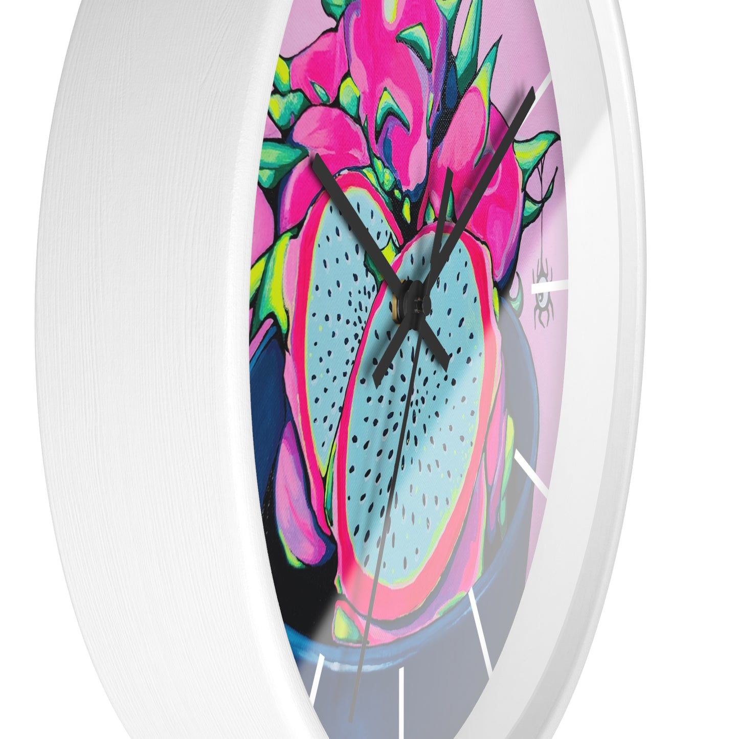 Neon Pink Dragon Fruit Pop Art Wall Clock