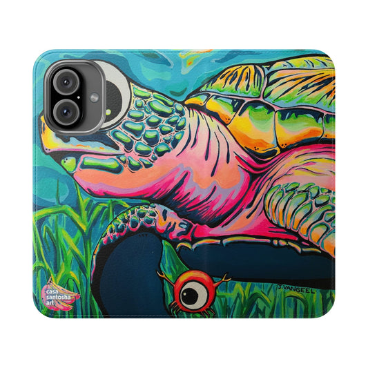 Cyclops Turtle Flip Phone Case – Wallet Cover with Card Slots