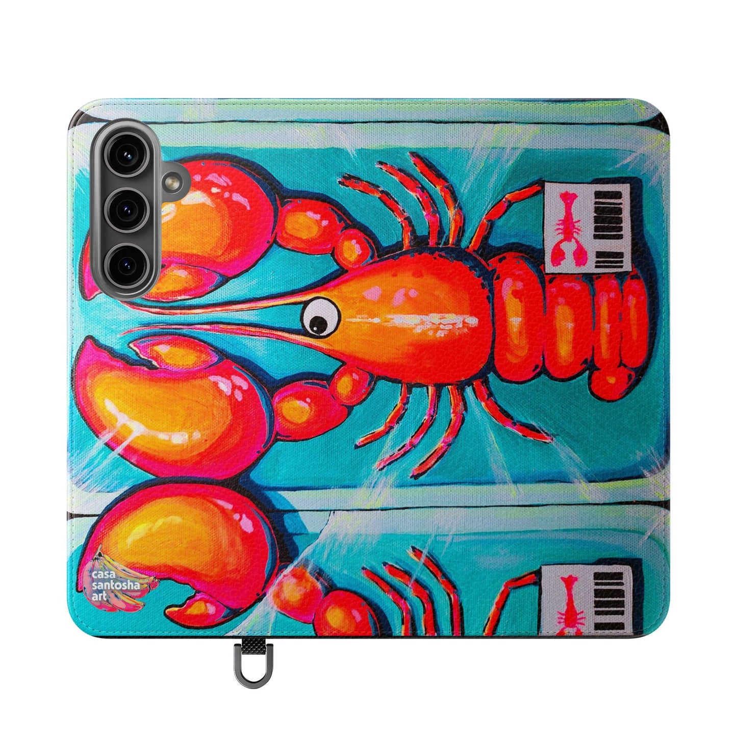 Neon Lobster Flip Phone Case – Wallet Cover with Card Slots