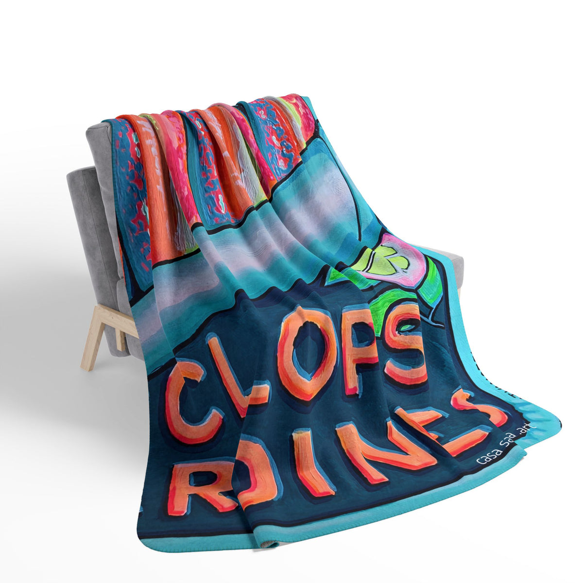 Neon Sardines Fleece Sherpa Blanket