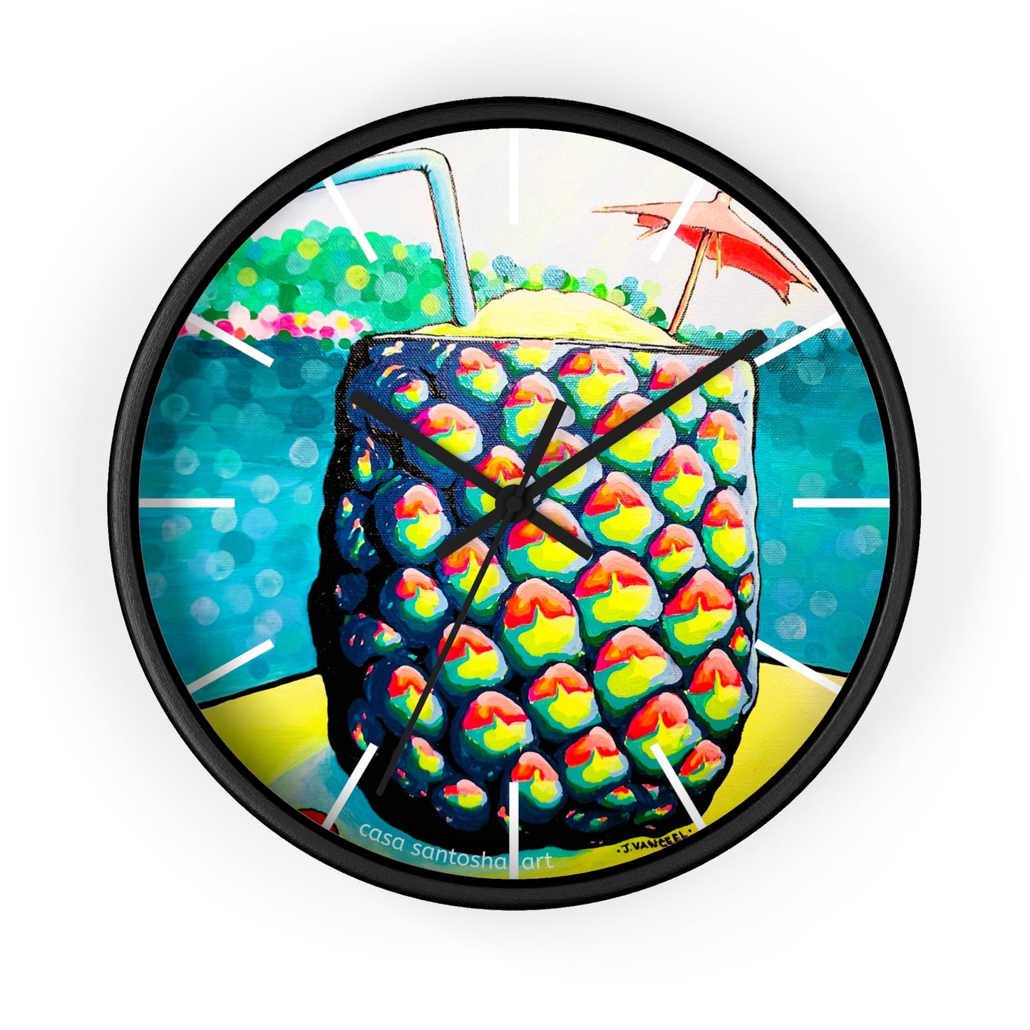 Neon Piña Colada Pop Art Wall Clock