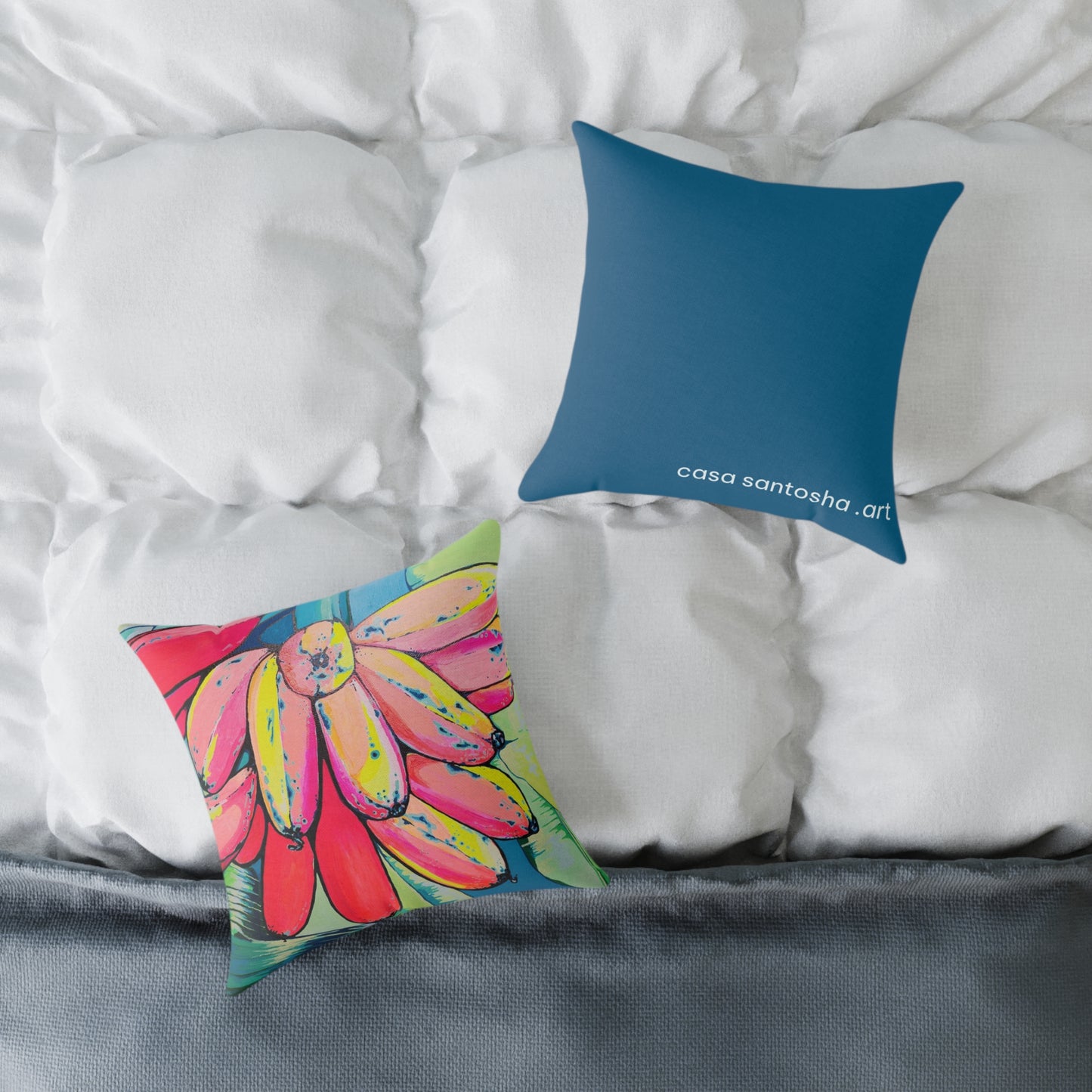 Neon Primitivo Bananas Art Canvas Decorative Pillow