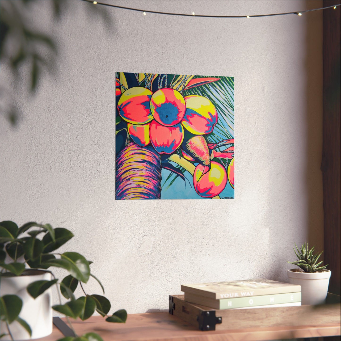 Neon Coconuts Giclée Art Poster