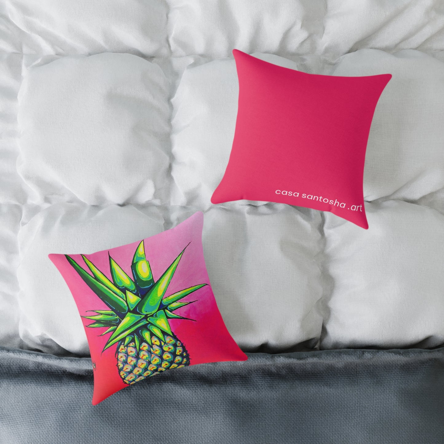 Neon Pineapple Art Canvas Decorative Pillow