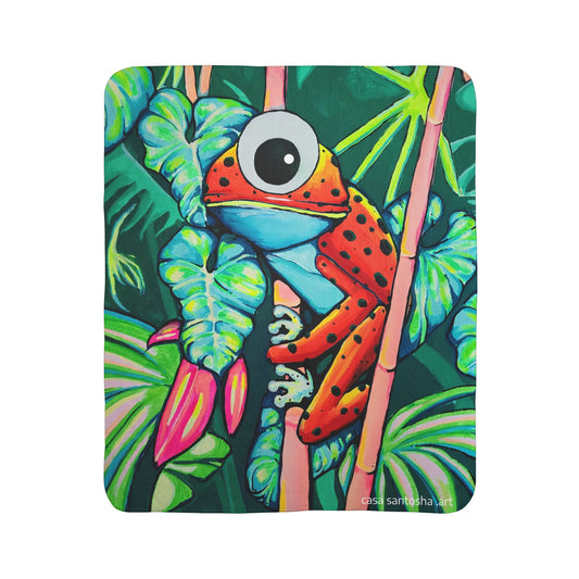 Cyclops Red Frog Fleece Sherpa Blanket