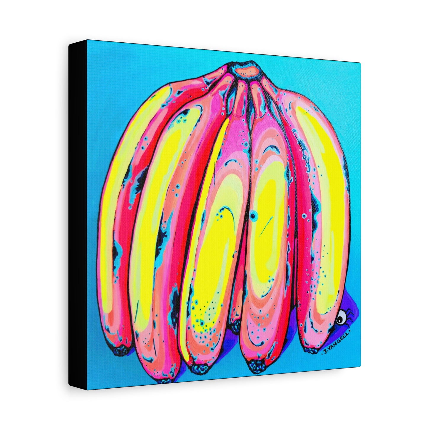 Neon Fat Bananas Canvas Wall Art