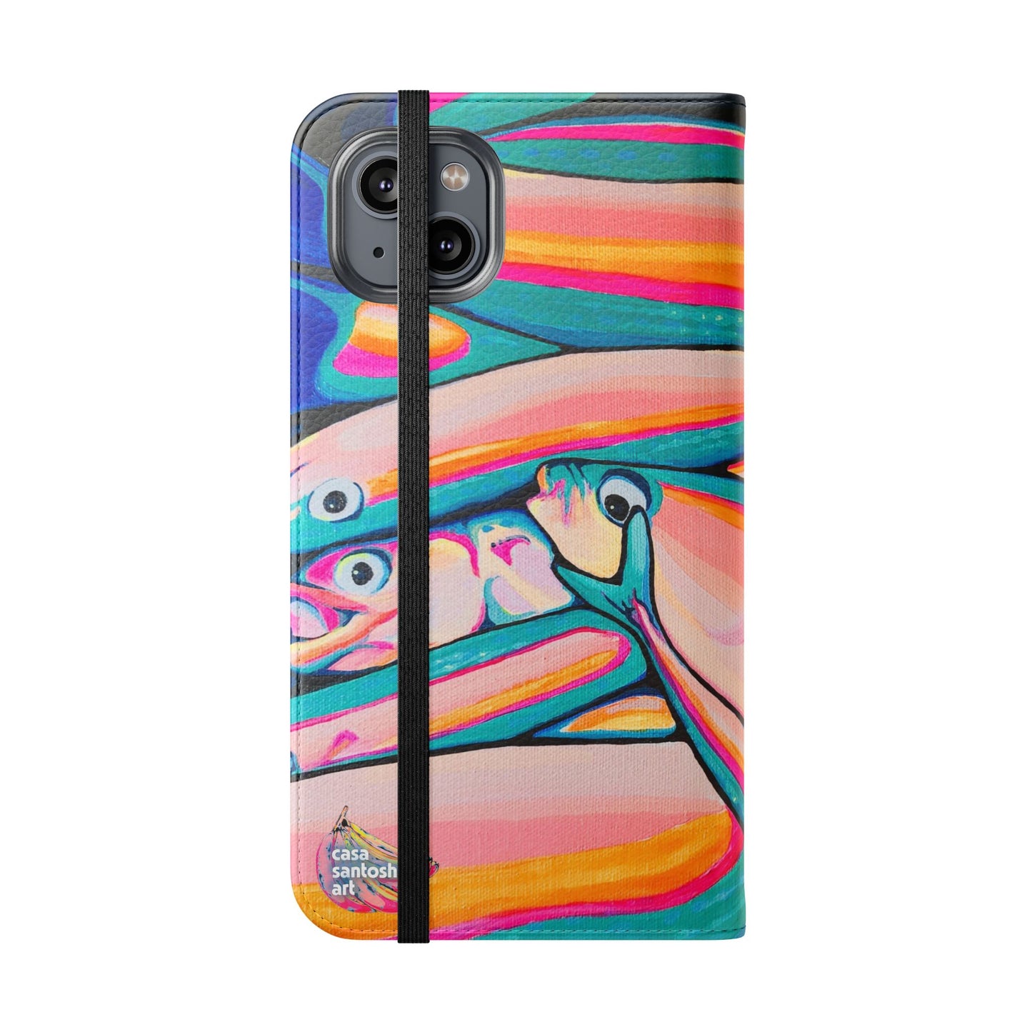 Neon Fish Flip Phone Case – Wallet Cover with Card Slots