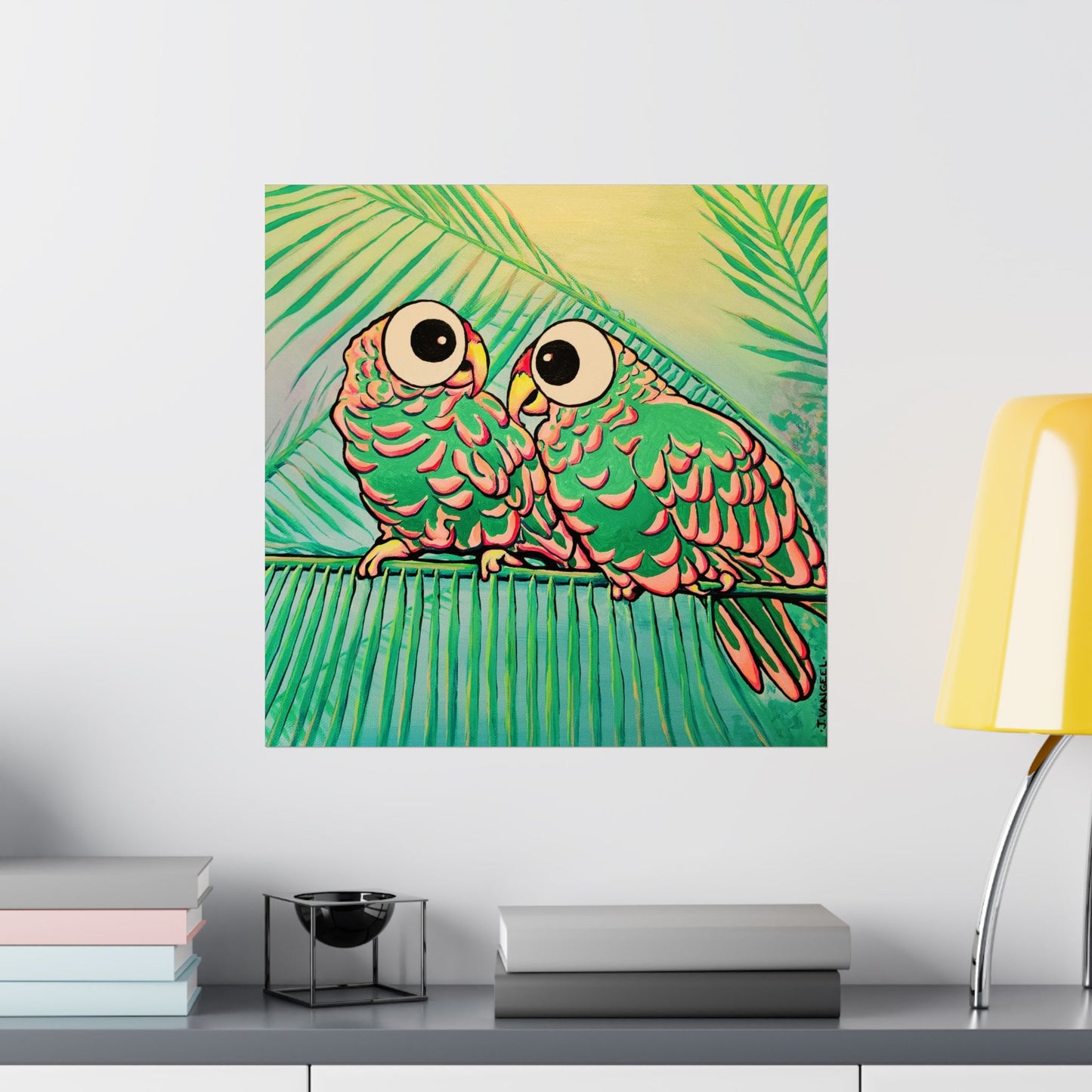 Chatty Cyclops Parrots Giclée Art Poster