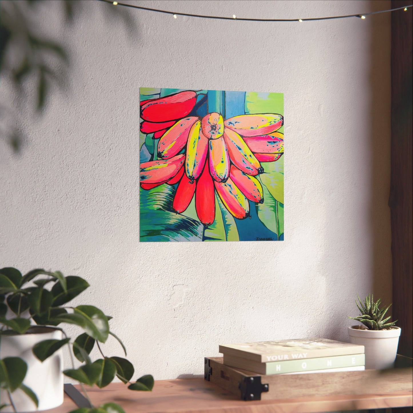 Neon Primitivo Bananas Giclée Art Poster