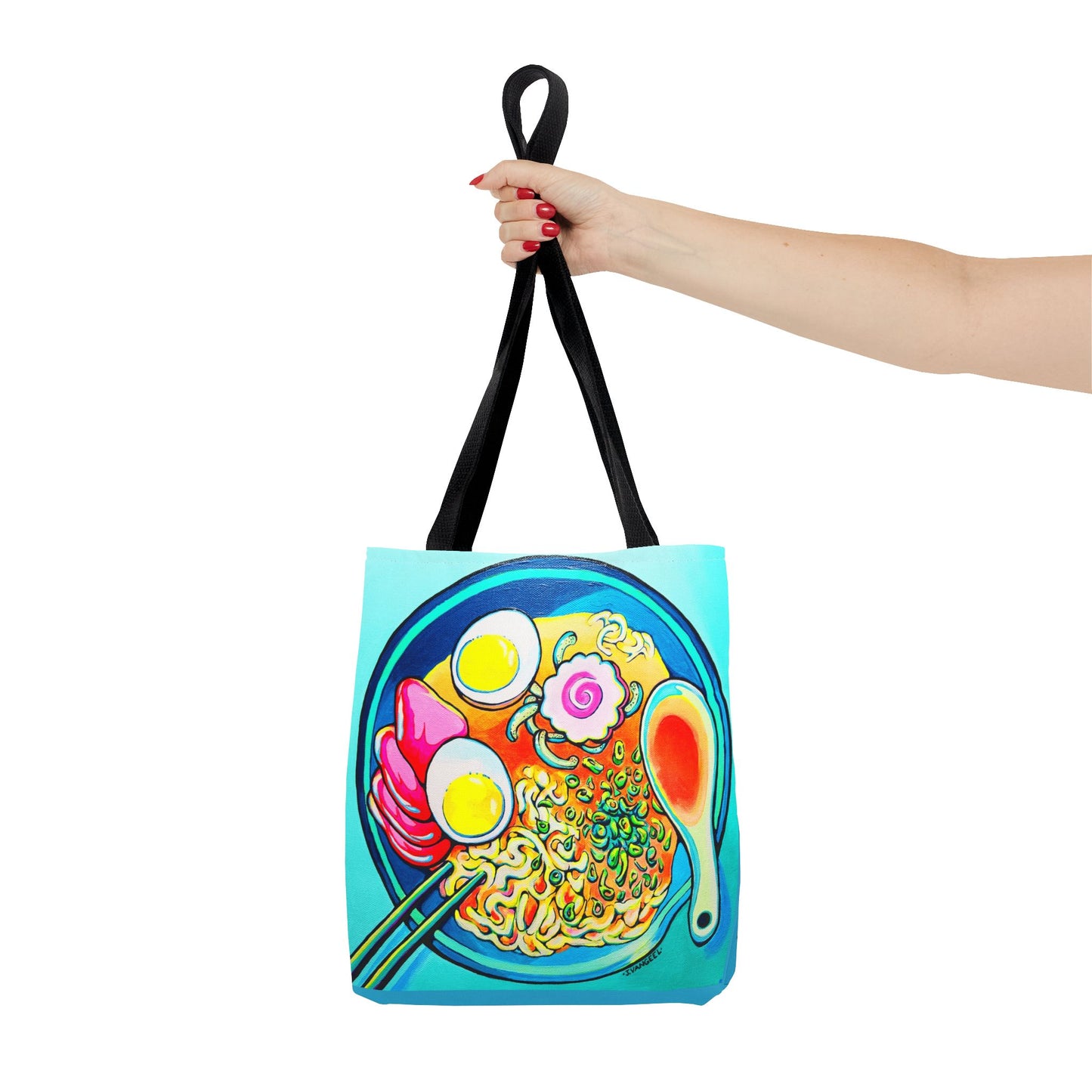 Premium Neon Ramen Tote Bag, Original Artist Design, Reusable Shopping Tote, Eco-Friendly