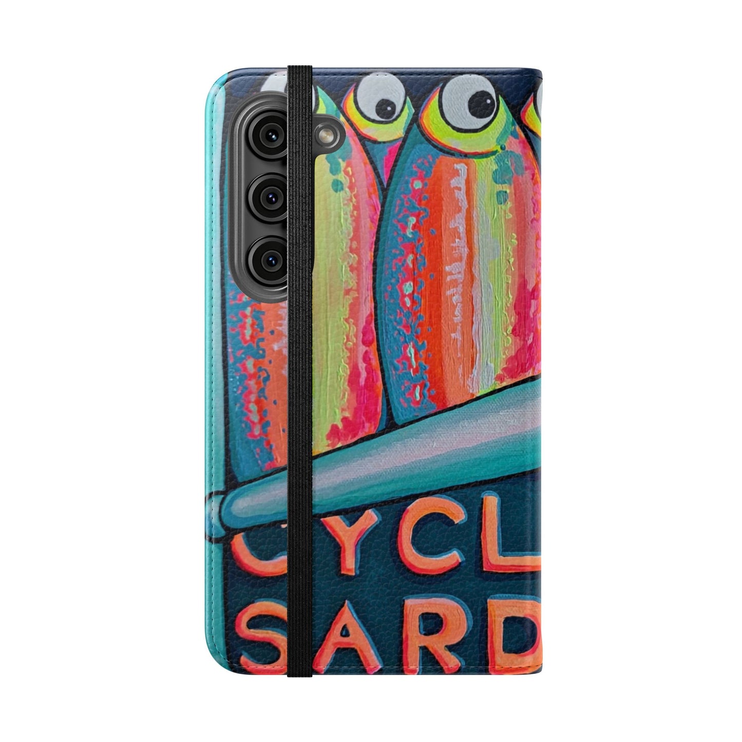Neon Sardines Flip Phone Case – Wallet Cover with Card Slots