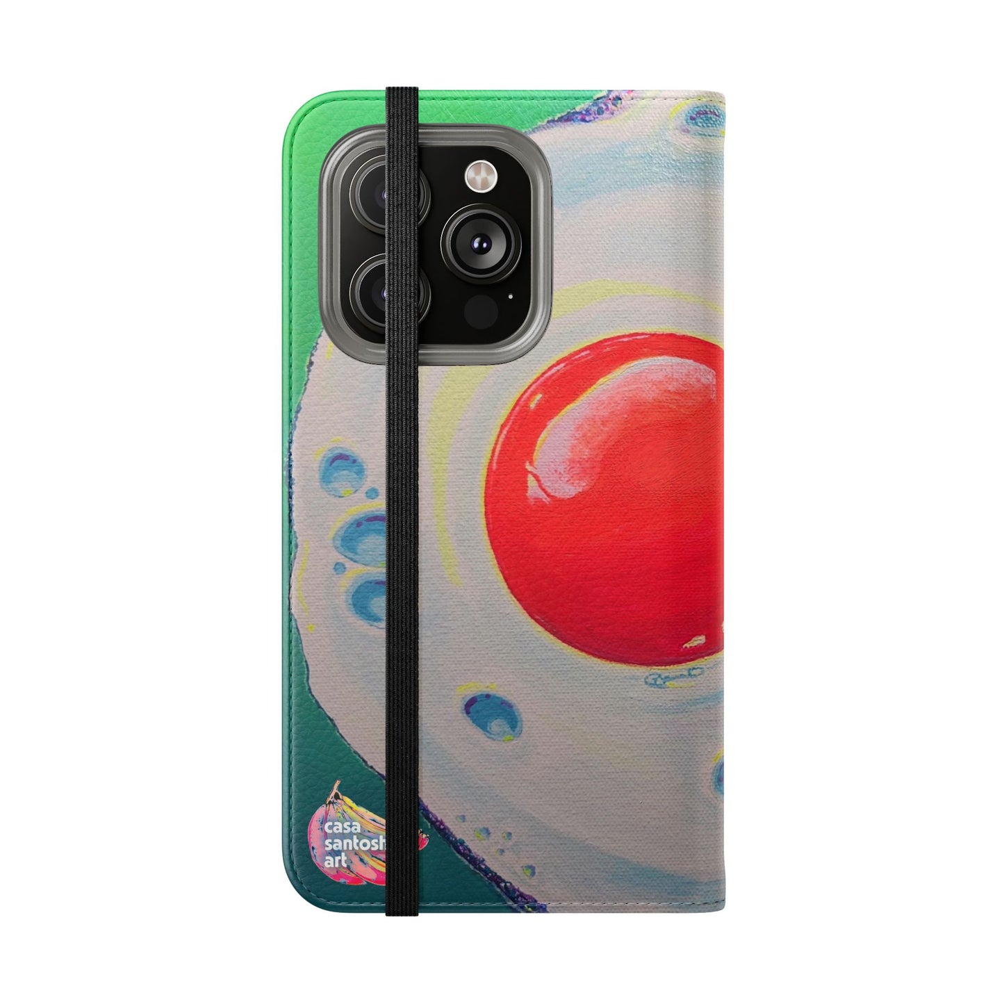 Neon Fried Egg Flip Phone Case – Wallet Cover with Card Slots