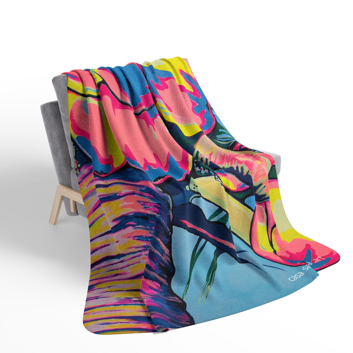 Neon Coconuts Fleece Sherpa Blanket