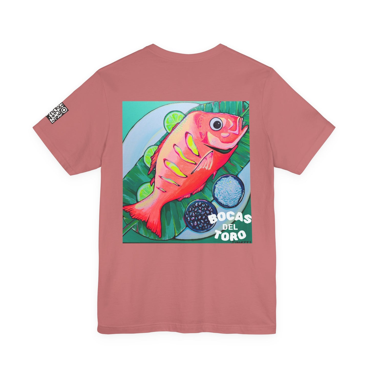 T-shirt unisexe néon à motif poisson frit