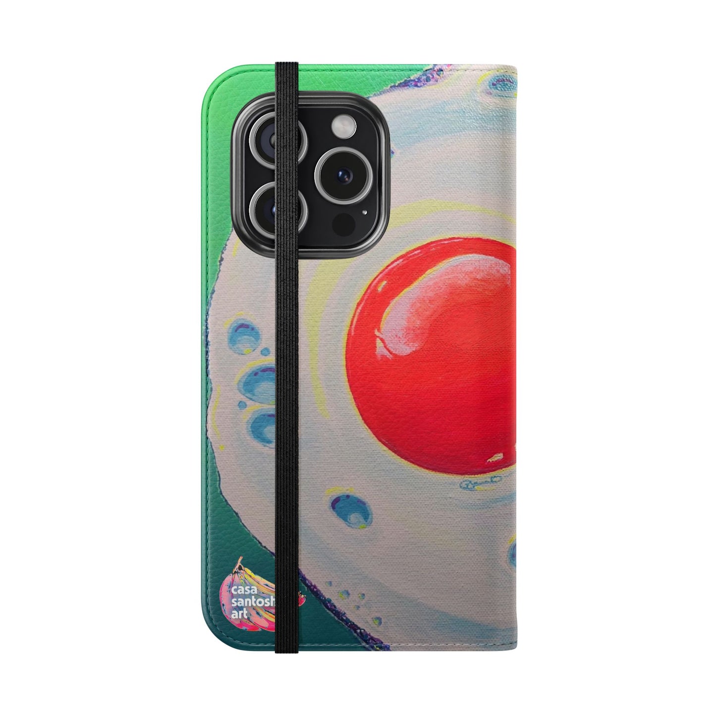 Neon Fried Egg Flip Phone Case – Wallet Cover with Card Slots