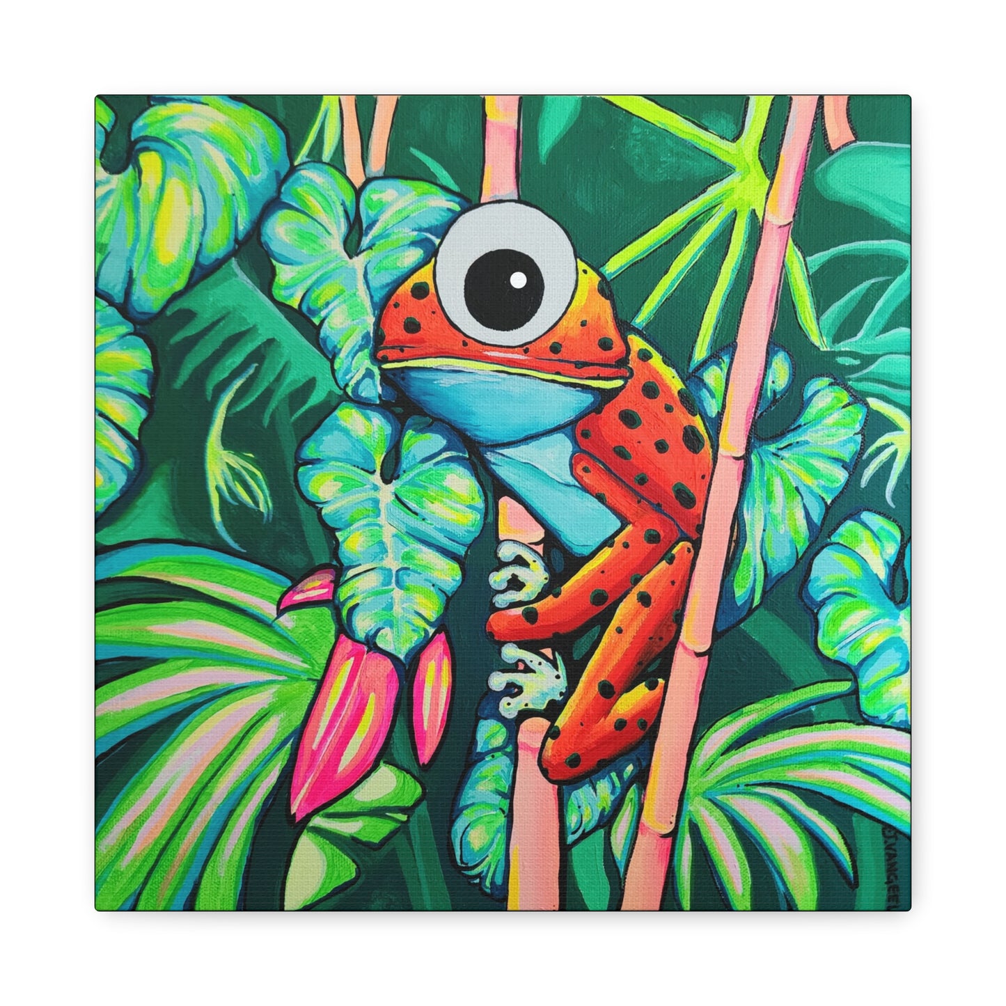 Cyclops Red Frog Canvas Wall Art