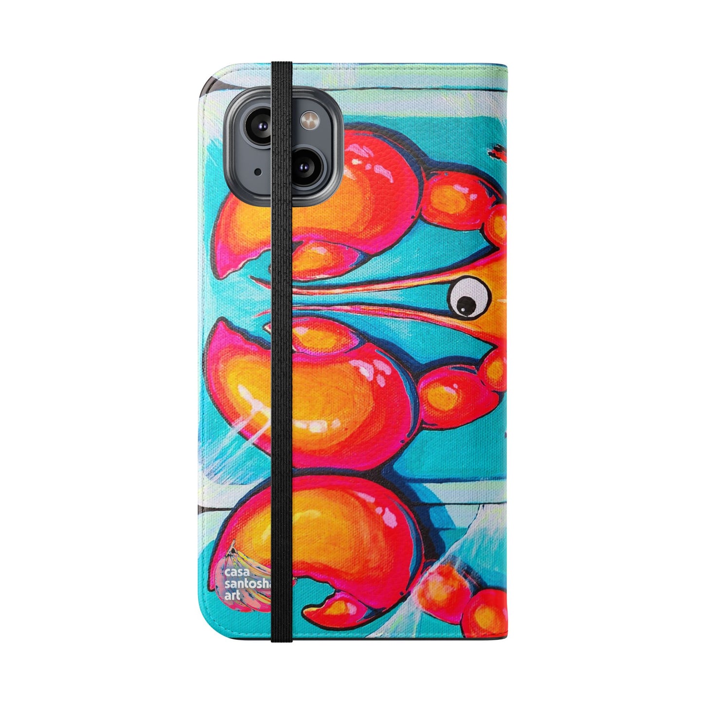 Neon Lobster Flip Phone Case – Wallet Cover with Card Slots