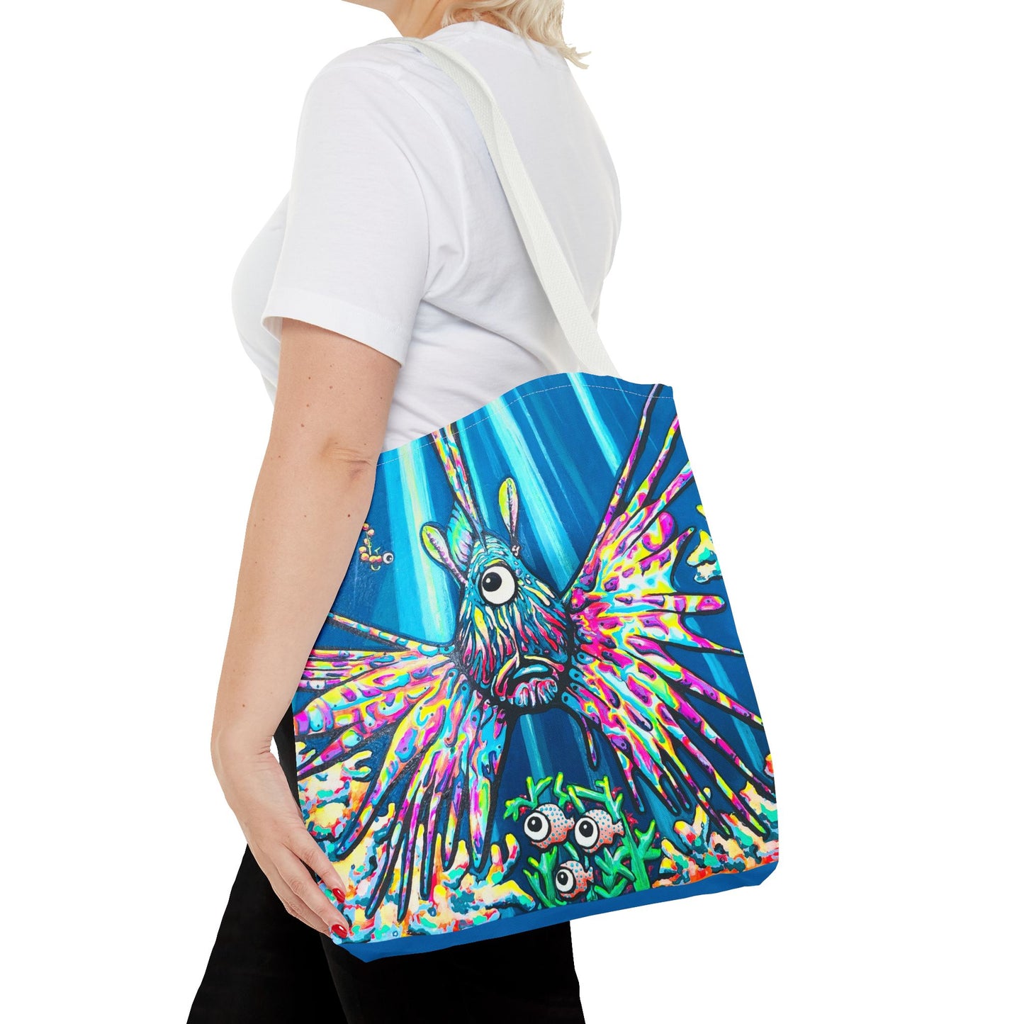 Premium Cyclops Lionfish Tote Bag, Original Artist Design, Reusable Shopping Tote,  Eco-Friendly