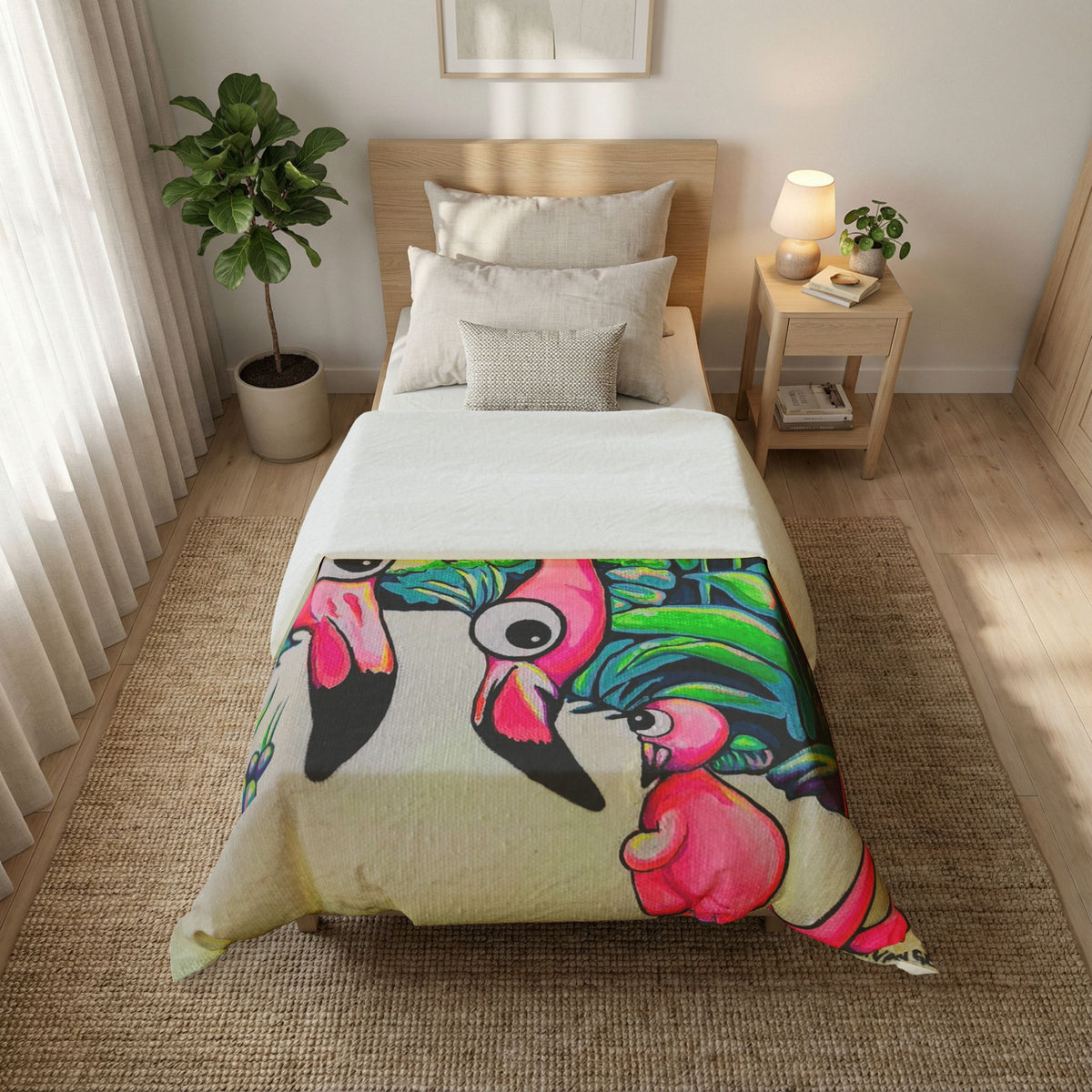 Cyclops Flamingo Family Duvet Cover