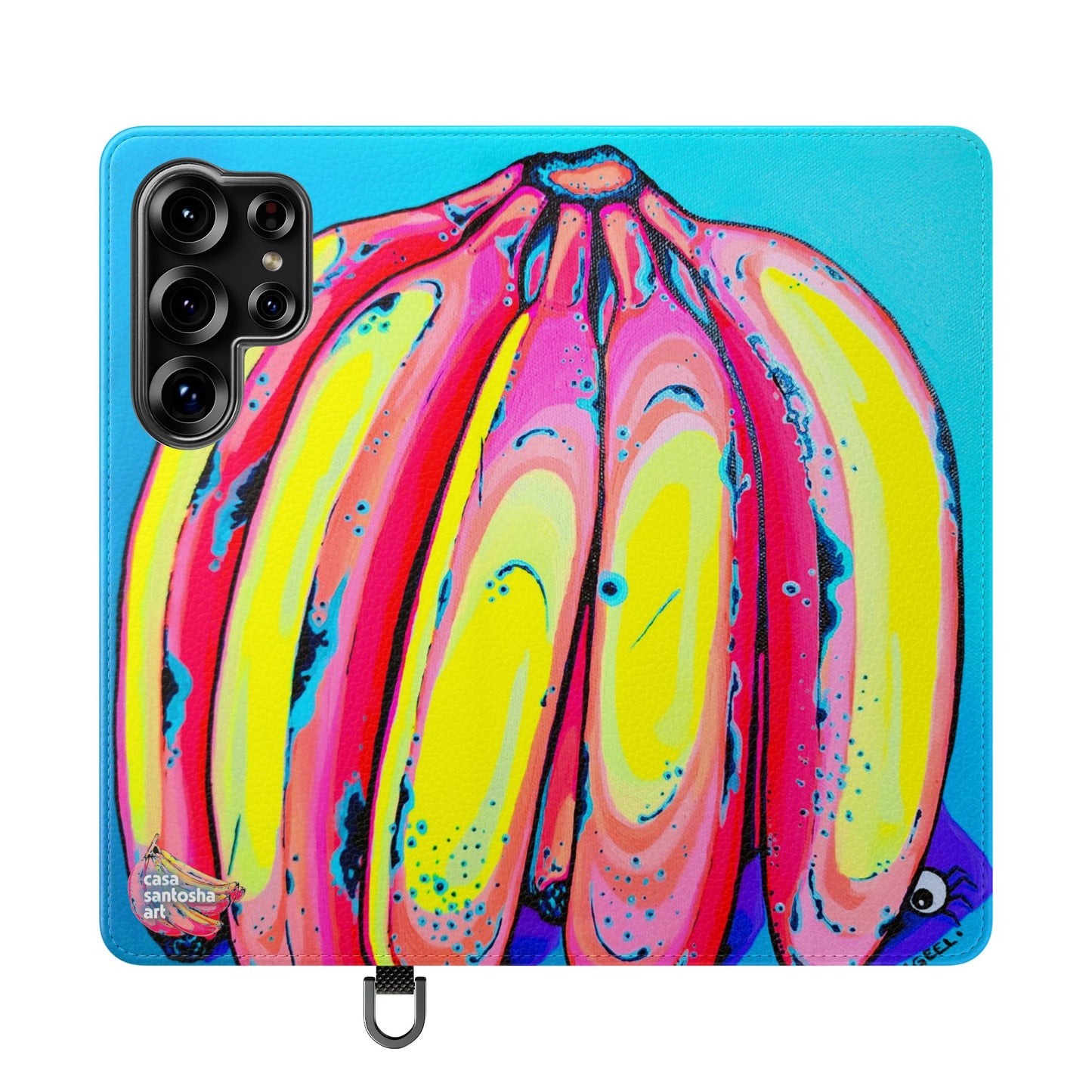 Neon Fat Bananas Flip Phone Case – Wallet Cover with Card Slots