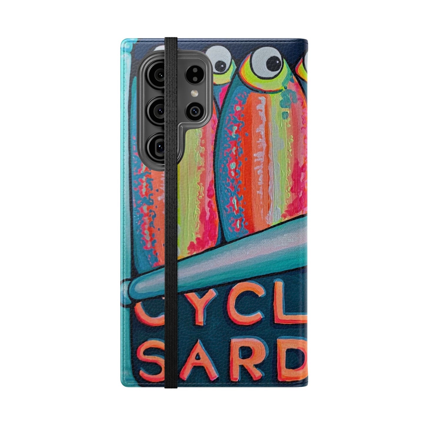 Neon Sardines Flip Phone Case – Wallet Cover with Card Slots