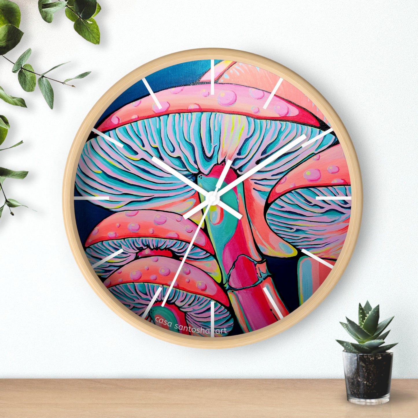 Trippy Mushrooms Pop Art Wall Clock