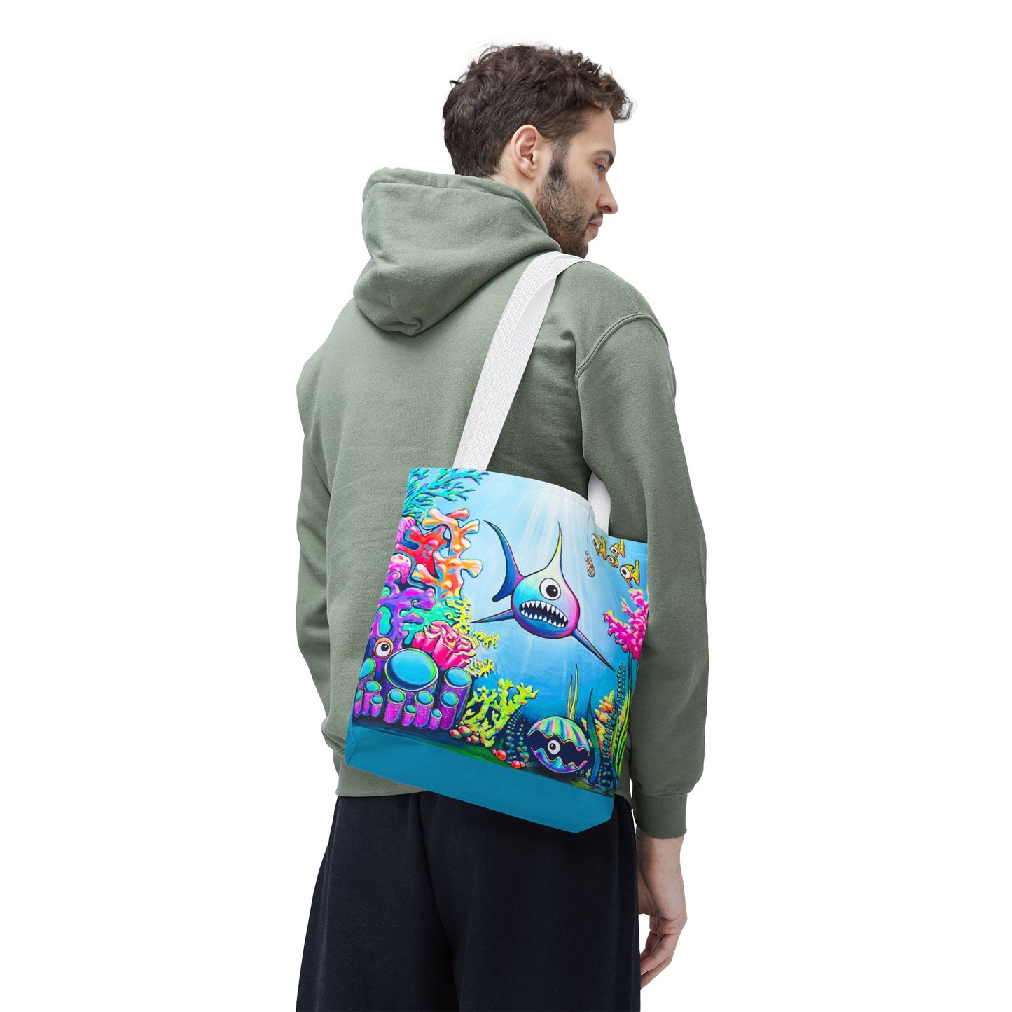 Premium Cyclops Shark Tote Bag, Original Artist Design, Reusable Shopping Tote,  Eco-Friendly