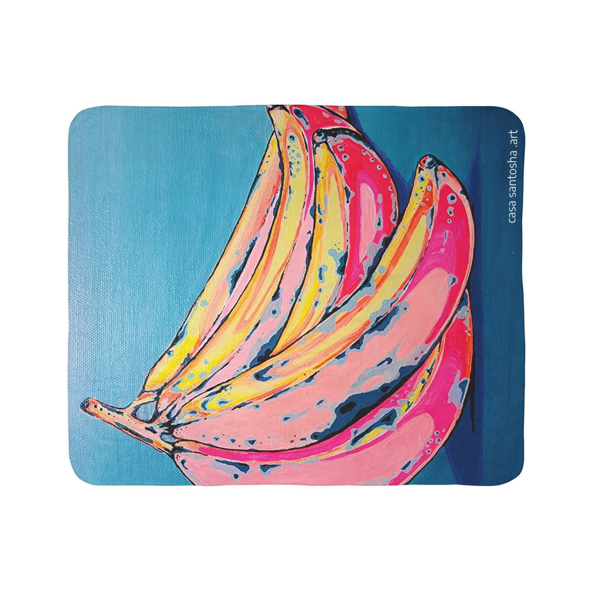 Neon Bananas Fleece Sherpa Blanket